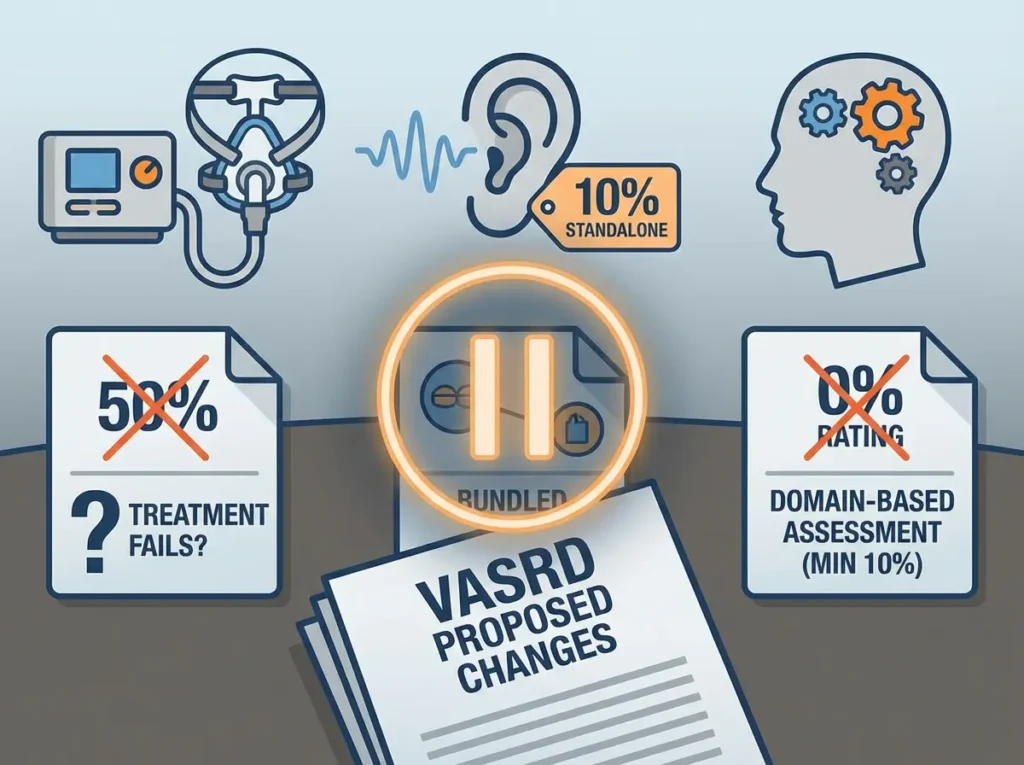 Infographic of proposed VA hearing loss and tinnitus rating changes.